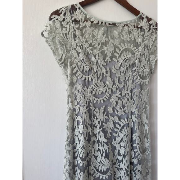 Adrianna Papell Mint Green Lace Overlay Keyhole Back Sheath Dress Size 4 - Picture 5 of 15